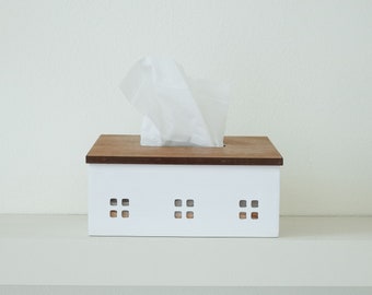 Napkin holder,Handmade wooden small house tissue drawer box, napkin storage box, cute gift