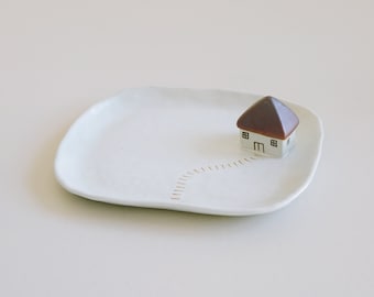 Handmade Stoneware Tiny House Plate