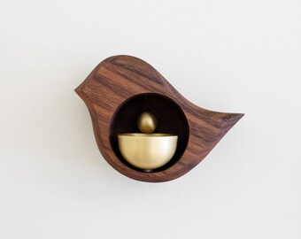 Small bird solid wood copper bell, door bell, door reminder