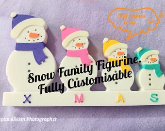Snowman Family Plaque, Handmade Christmas Gift, Fully Personalisable.