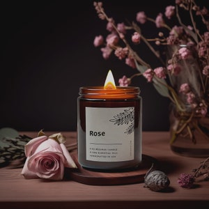 Rose Beeswax Candle, 100% Pure Beeswax and Pure Essential Oils, Floral Beeswax Candle, Aromatherapy Beeswax Candle, Handmade Beeswax Candle