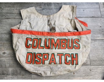 Vintage Newspaper Bag, Newsboy Bag, Detroit News Bag, Shoulder Bag