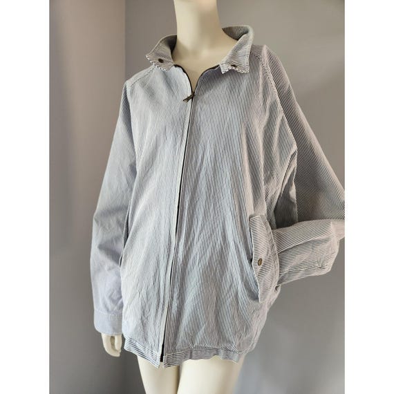 Izod, Vintage Izod Blue Striped Preppy Blue Full Zip Jacket Spring Summer Boating XL