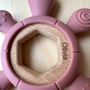 Personalized Turtle Teether Wood & Food-Grade Silicone Baby Toy image 11