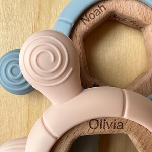 Personalized Turtle Teether Wood & Food-Grade Silicone Baby Toy image 10
