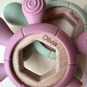 Personalized Turtle Teether Wood & Food-Grade Silicone Baby Toy image 12