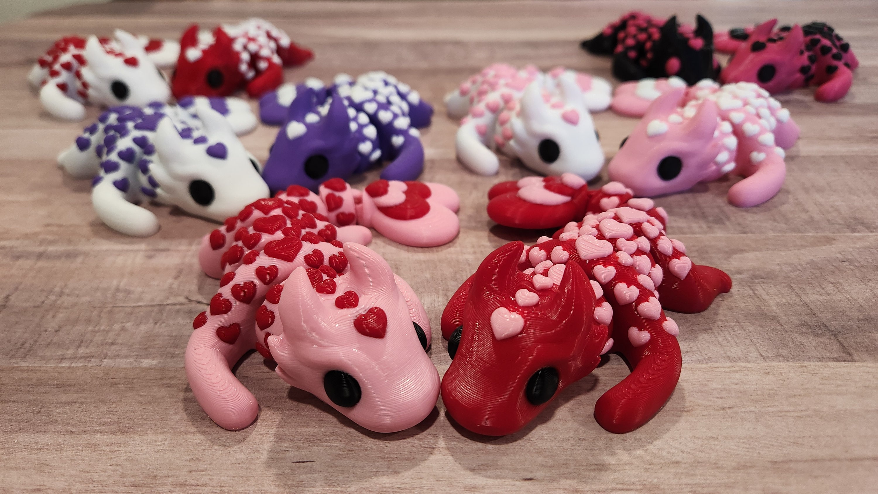 Valentine Dragon - Articulated Dragon With Hearts for Valentine's