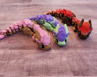 Articulated Sakura Dragon Fidget Toy - 3D Printed Flexi Dragon