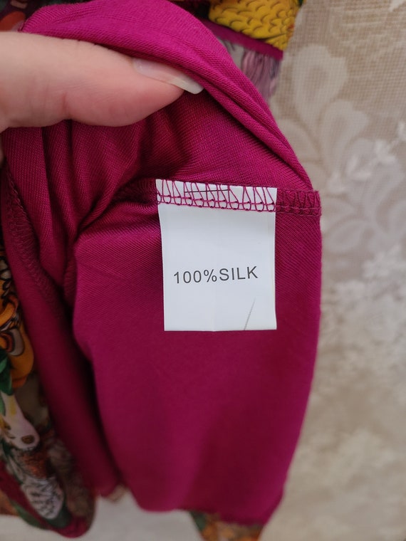 100% Silk ASYA Brand Flirty Short Colorful Floral… - image 6