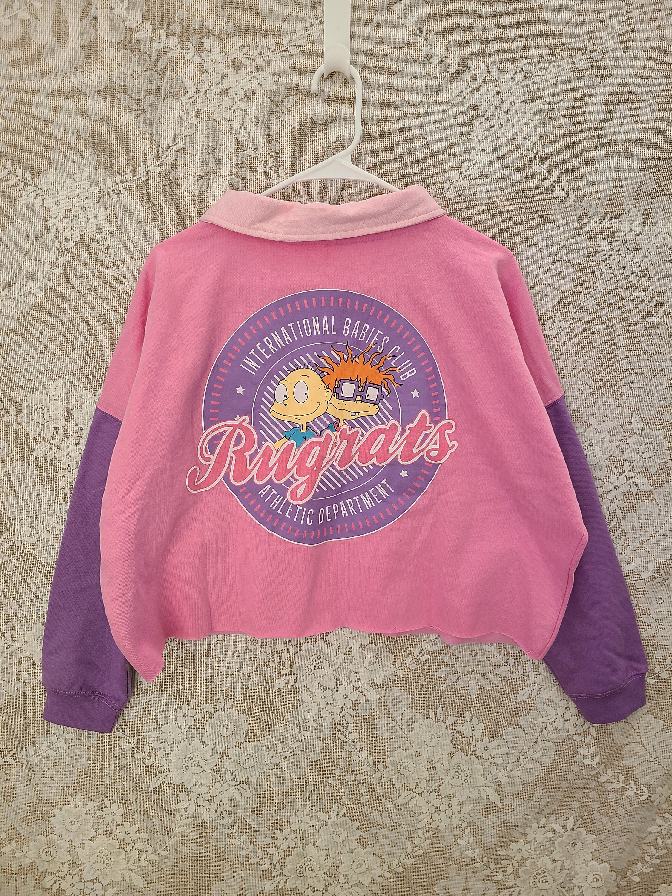 NWT Rugrats Pink Purple Colorblock Long Sleeve Crop Top - Etsy