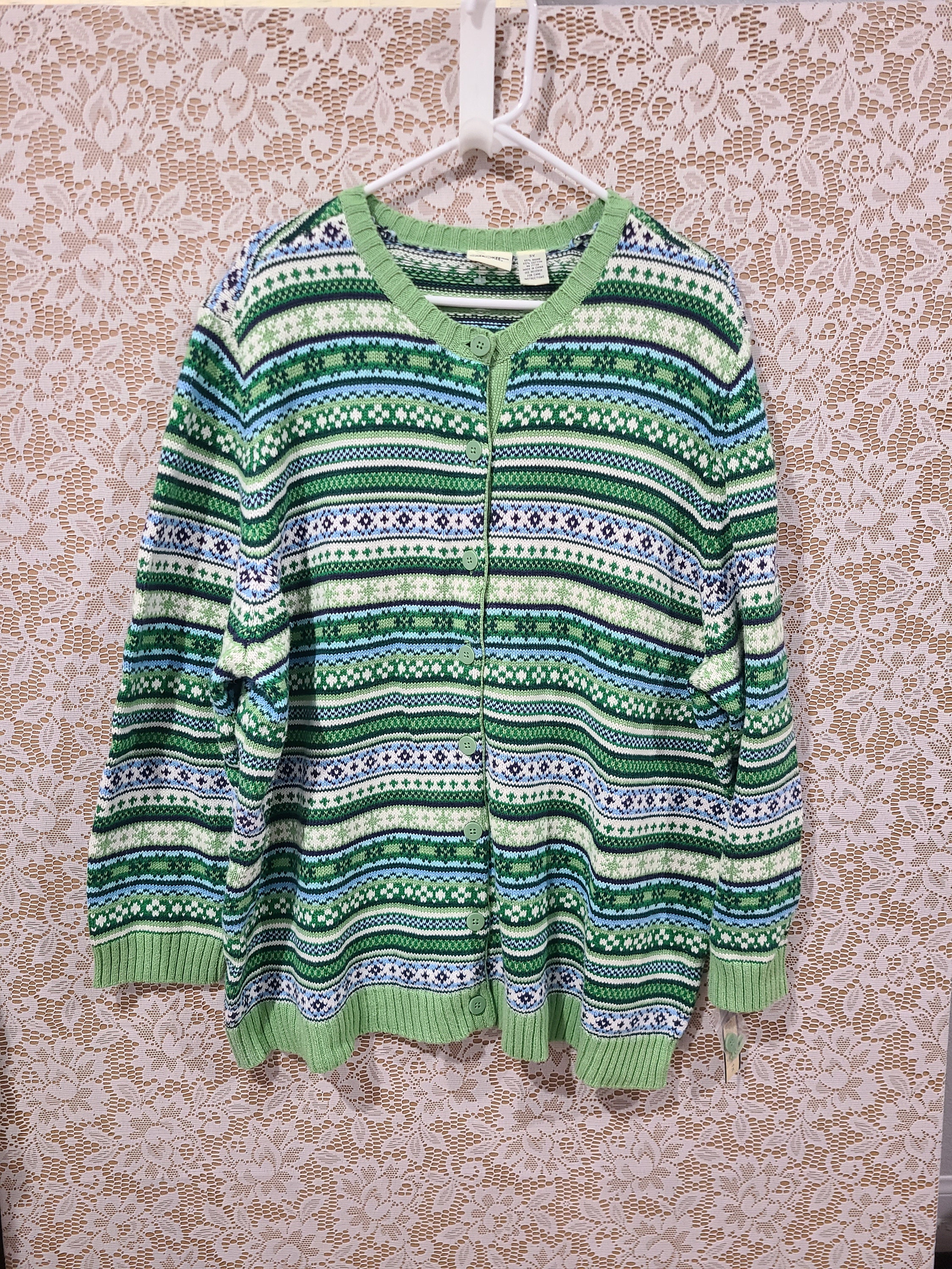 New Women's Green Knit Thick Cardigan Sweater Plus Size 3X St. PATRICK'S  Day St Patty's Day Knit Party Sweatshirt