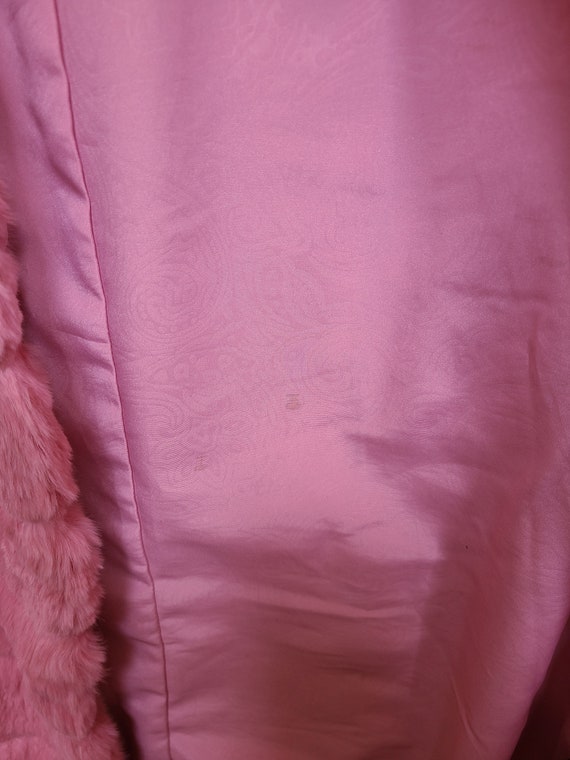 RARE Vintage 90s Wilsons Leather Pink Rabbit Fur Coat… Gem