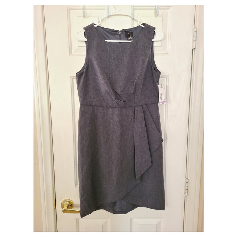 NWT Women's Worthington Gray Dress Size 10 Petite Business Work Dressy V Neck Faux Wrap image 1