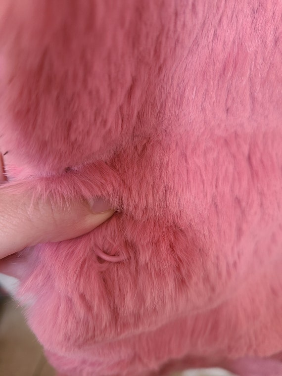 RARE Vintage 90s Wilsons Leather Pink Rabbit Fur … - image 6