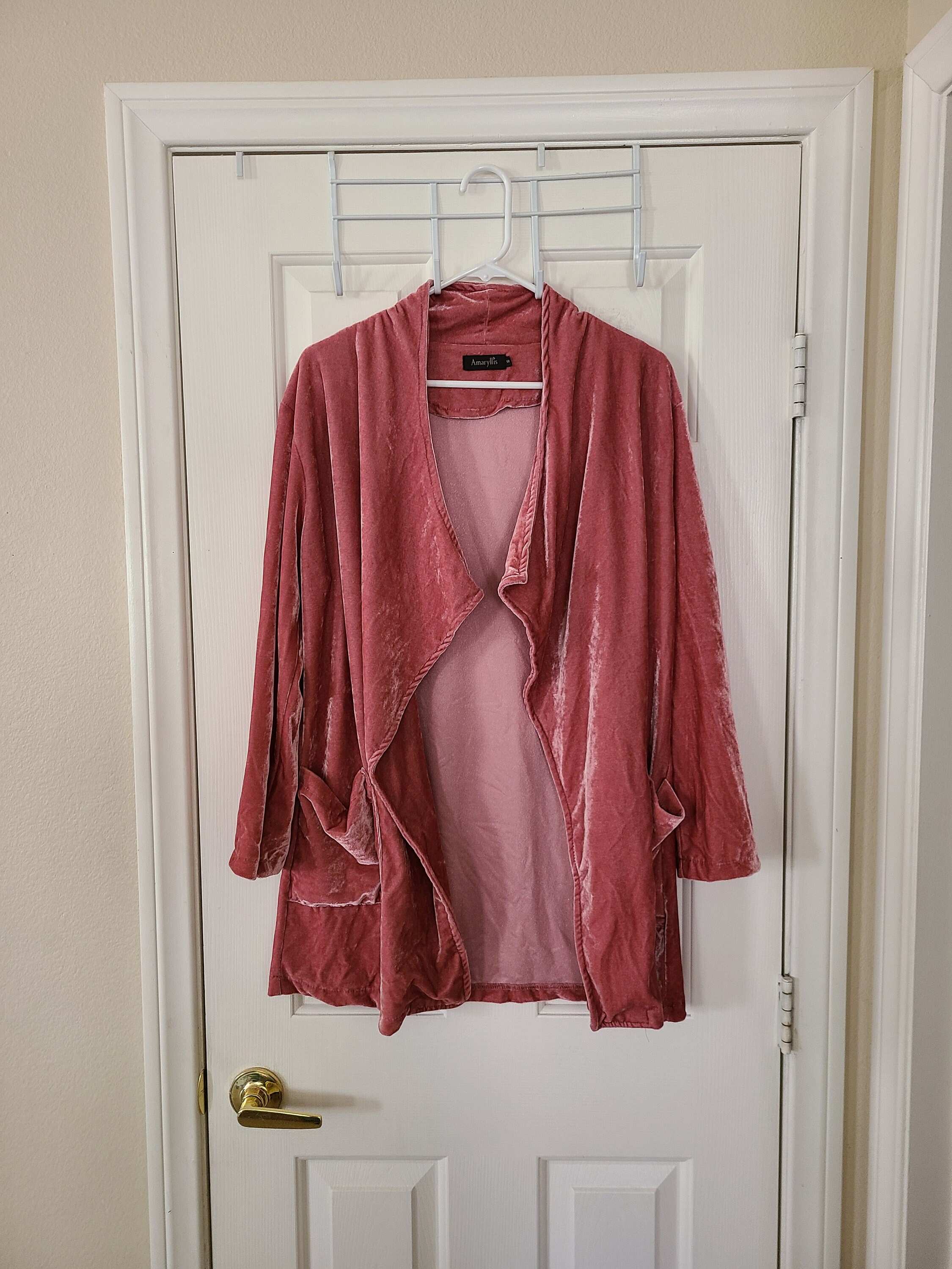 Pink Velvet Long Sleeve Cardigan - Etsy 