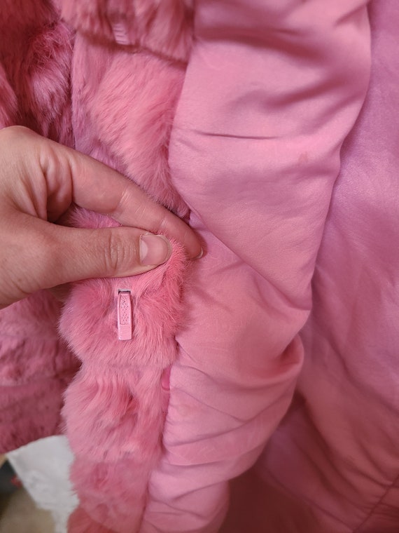 RARE Vintage 90s Wilsons Leather Pink Rabbit Fur … - image 5