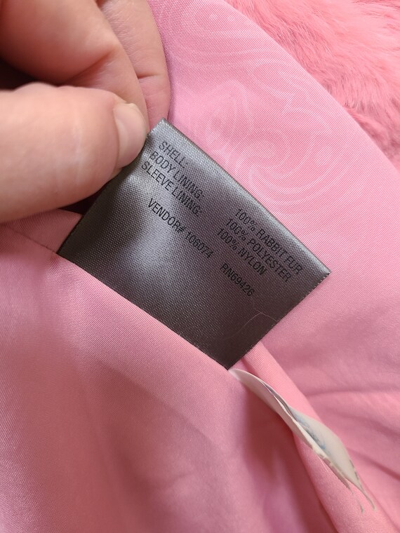 RARE Vintage 90s Wilsons Leather Pink Rabbit Fur Coat… Gem