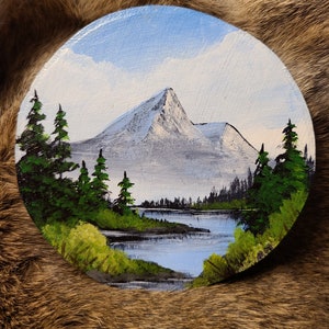 Mountain Stream on Wood Round