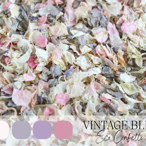 1 Litre VINTAGE BLISS Confetti, Delphiniums, 100% Natural petals, Eco, Biodegradable Wedding Confetti, Bulk Petals, Craft, Resin.
