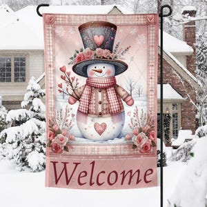 Welcome Snowman Sublimation Garden Flag design, PNG digital download