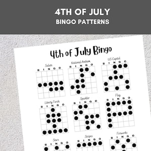 Bingo Muster | 4. Juli Bingo | Unabhängigkeitstag Bingo | Druckbare Bingo Spiele | Bingo-Thema | Bingo Turnier | Bingo Bilder