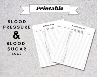 Blood Pressure Log | Blood Sugar Log | Blood Pressure Tracker | Blood Sugar Tracker | 31 Day Tracker | Hypertension | Printable Download