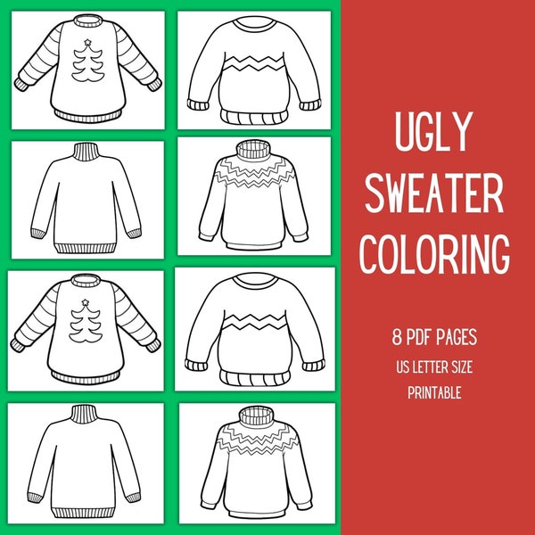 Ugly Sweater Coloring Pages | Ugly Sweater Coloring Contest | Ugly Sweater Contest | Christmas Coloring Pages | Christmas Games | Christmas