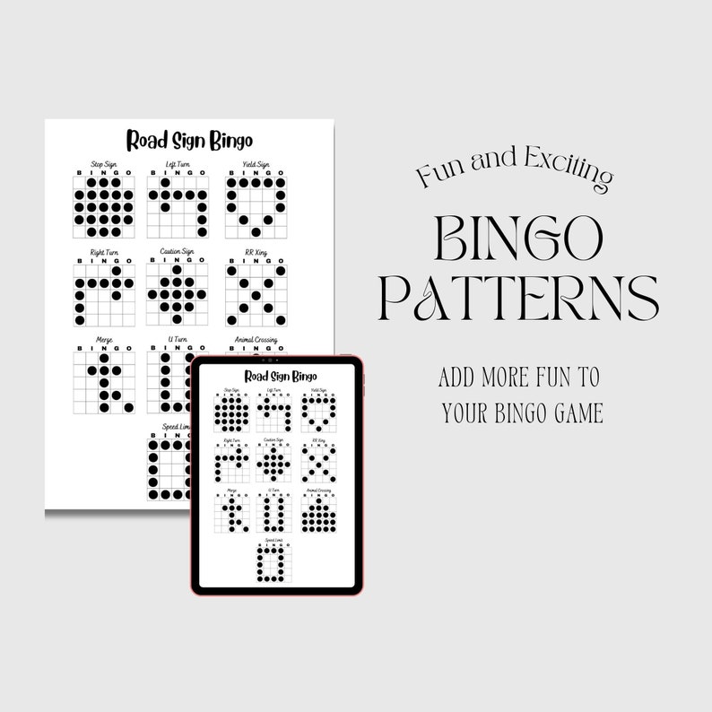 Bingo Patterns Road Sign Bingo Printable Bingo Games Bingo Game
