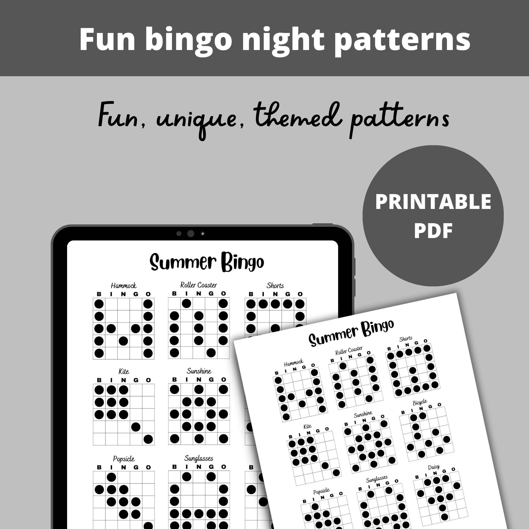Bingo Patterns | Summer Bingo | Printable Bingo Games | Bingo Game ...