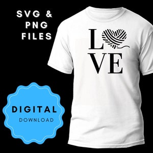 Liebe mit Herz Wollknäuel SVG PNG digitaler Download | Crafting Cut Datei | T-Shirt | Sublimationsdruck | Stricken Häkeln Geschenk | Garn | Textilkunst