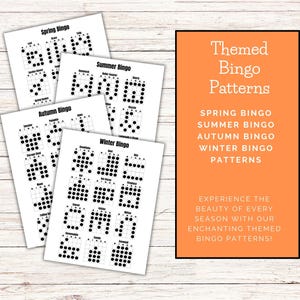 Patrones de bingo imprimibles (PAQUETE) / Bingo de temporada / Fiesta, evento, aula, familia, tablero de juego (PDF), primavera, verano, otoño, invierno