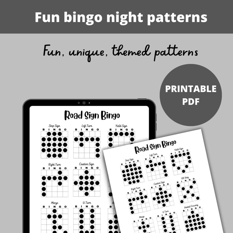 Bingo Patterns Road Sign Bingo Printable Bingo Games Bingo Game