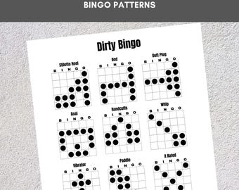 Printable Bingo Patterns | Dirty Bingo | 12 Fun Patterns | Party, Event, Classroom, Fundraiser, Family, Tournament, Game Board