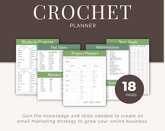 Crochet Project Planner: Yarn Stash, WIPs, and Size Charts (PDF Digital Printable File)