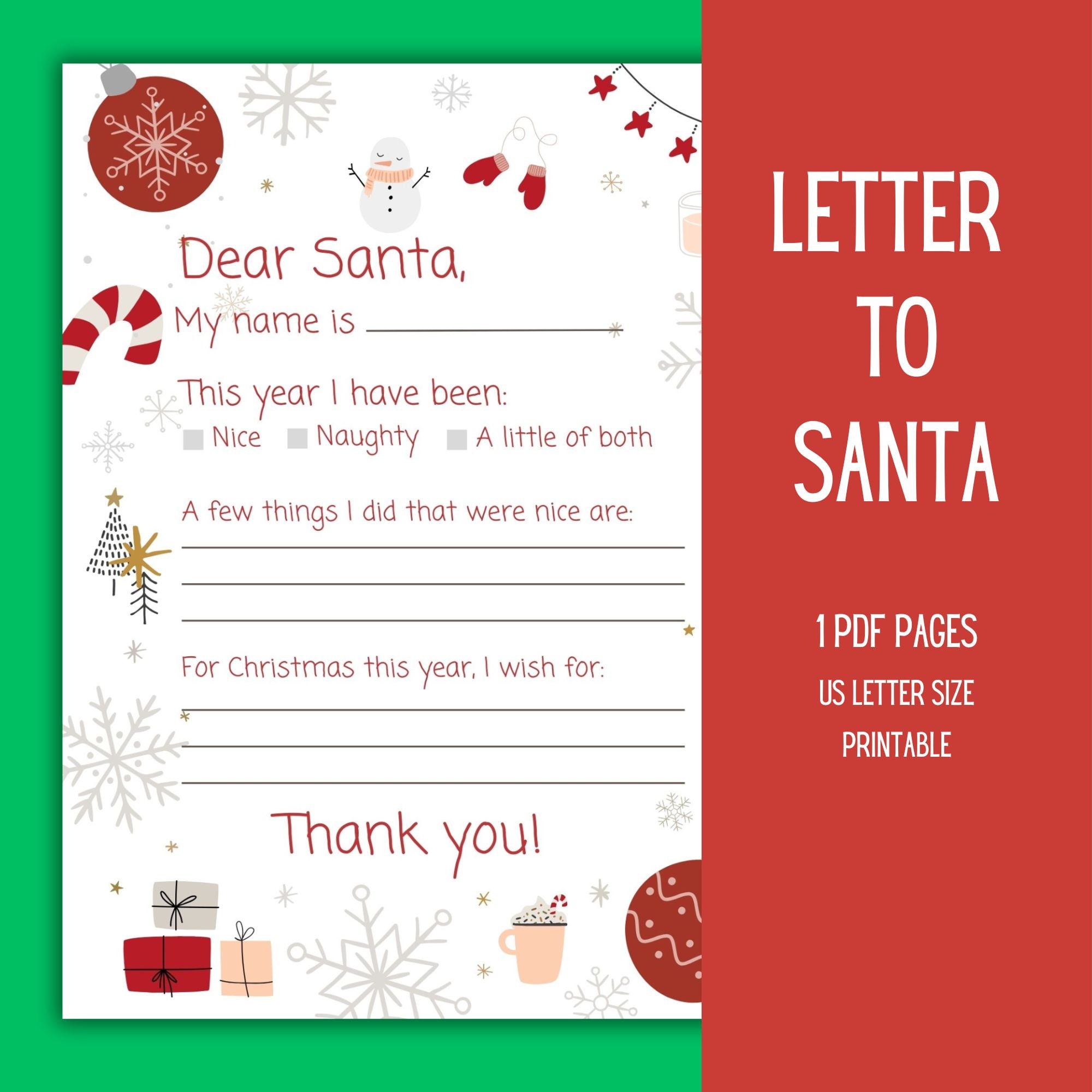 Letter to Santa | Letter to Santa Printable | Dear Santa | Letter