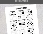 Printable Bingo Patterns | Classic 2 Bingo | 12 Fun Patterns | Party, Event, Classroom, Fundraiser, Family, Tournament, Game Board