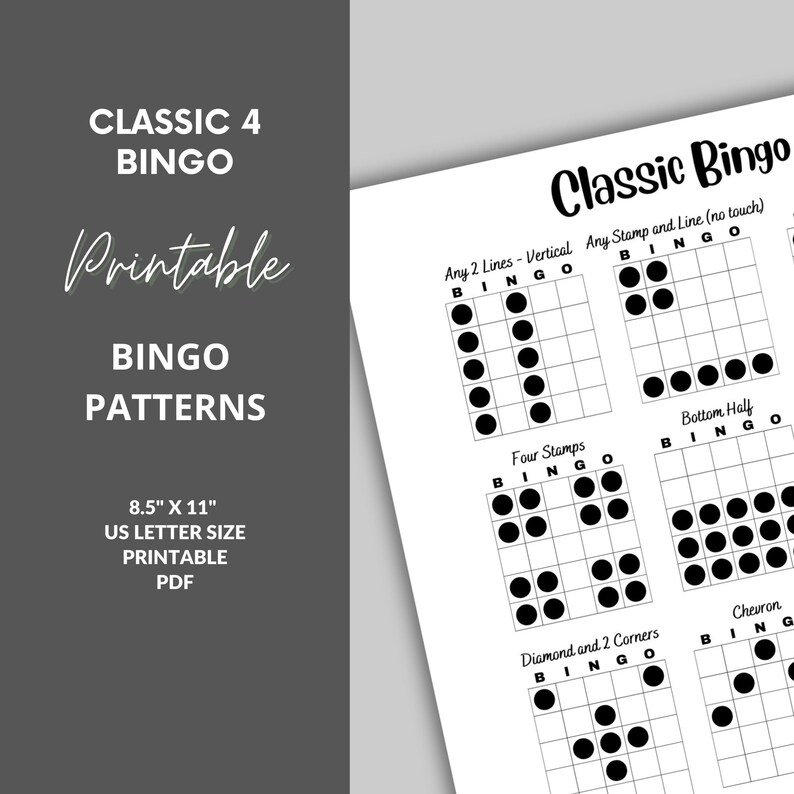Bingo Patterns Classic 4 Bingo Printable Bingo Games Bingo Game