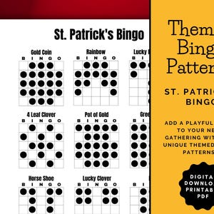 Printable Bingo Patterns | St. Patrick's Bingo | 12 Fun Patterns | Party, Event, Classroom, Fundraiser, Family, Tournament, Game Board image 5
