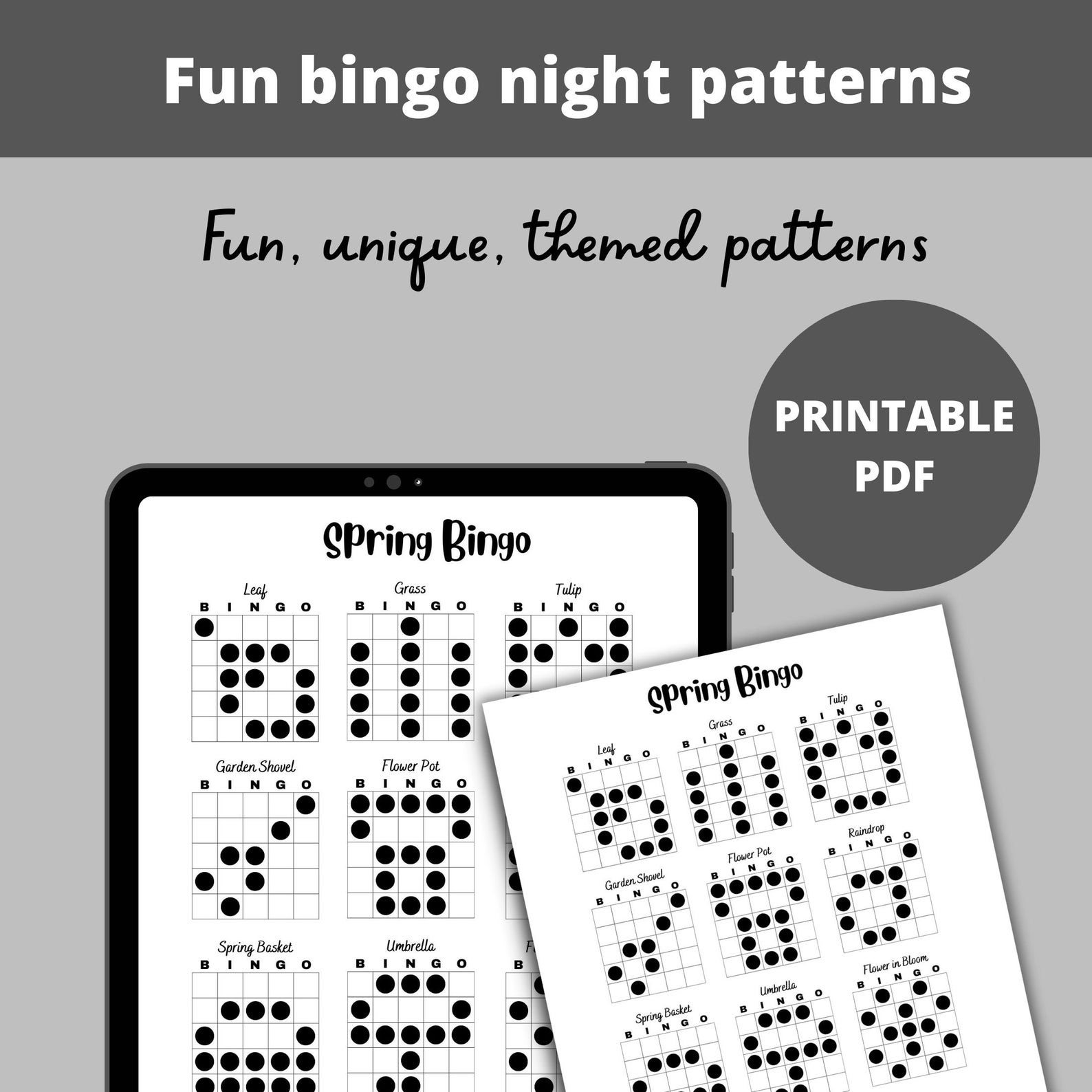 Bingo Patterns Spring Bingo Printable Bingo Games Bingo Game Patterns