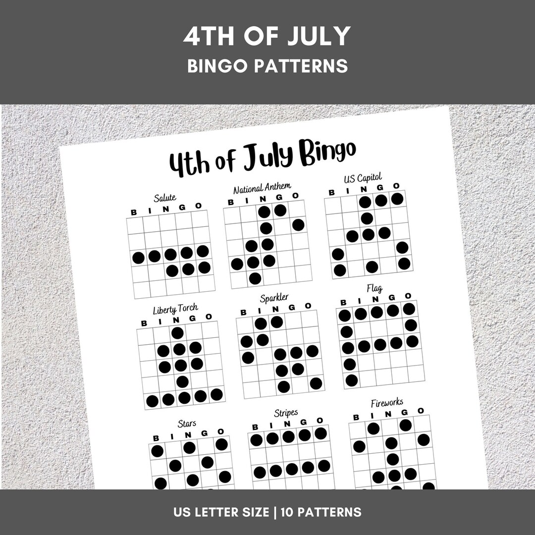 Bingo Patterns | 4th of July Bingo | Independence Day Bingo | Printable ...