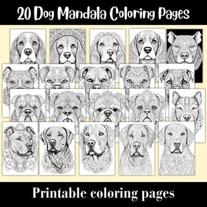 Dog Mandala Coloring Pages | Printable Dog Coloring Sheets | Beagle Color | Boxer Dog Color | Bulldog Color | Labrador Color | Pitbull Color