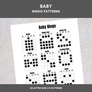 Modèles de bingo imprimables | Bingo pour bébé | 12 motifs amusants | Fête, événement, salle de classe, collecte de fonds, famille, tournoi, jeu de société