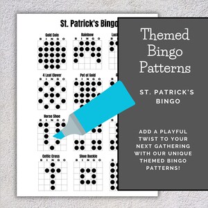 Printable Bingo Patterns | St. Patrick's Bingo | 12 Fun Patterns | Party, Event, Classroom, Fundraiser, Family, Tournament, Game Board image 2