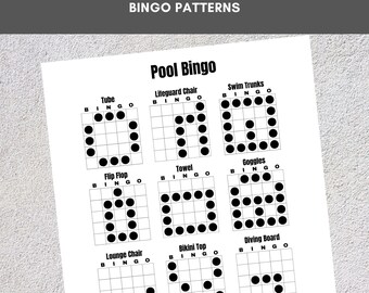 Printable Bingo Patterns | Pool Bingo | 12 Fun Patterns | Party, Event, Classroom, Fundraiser, Family, Tournament, Game Board