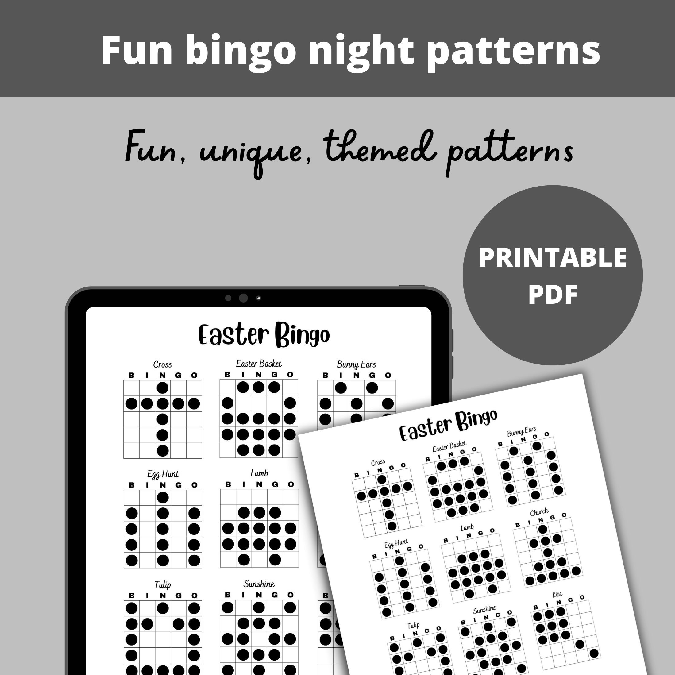 Bingo Patterns Easter Bingo Printable Bingo Games Bingo Game Patterns