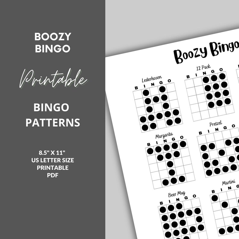 Bingo Patterns Boozy Bingo Printable Bingo Games Bingo Game Patterns