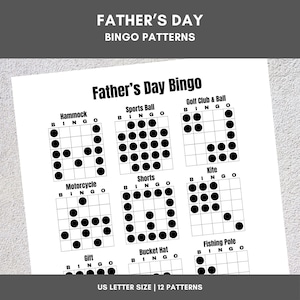 Afdrukbare bingopatronen | Vaderdagbingo | 12 leuke patronen | Feest, Evenement, Klaslokaal, Fondsenwerving, Familie, Toernooi, Spelbord