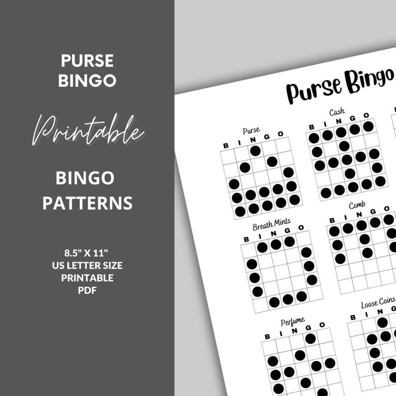 Bingo Patterns | Purse Bingo | Printable Bingo Games | Bingo Game ...