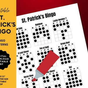Printable Bingo Patterns | St. Patrick's Bingo | 12 Fun Patterns | Party, Event, Classroom, Fundraiser, Family, Tournament, Game Board image 6