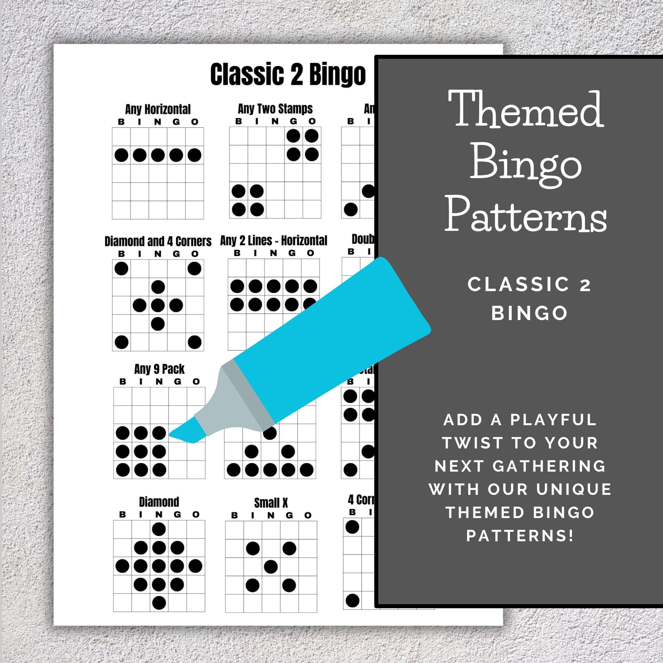 Printable Bingo Patterns | Classic 2 Bingo | 12 Fun Patterns | Party ...